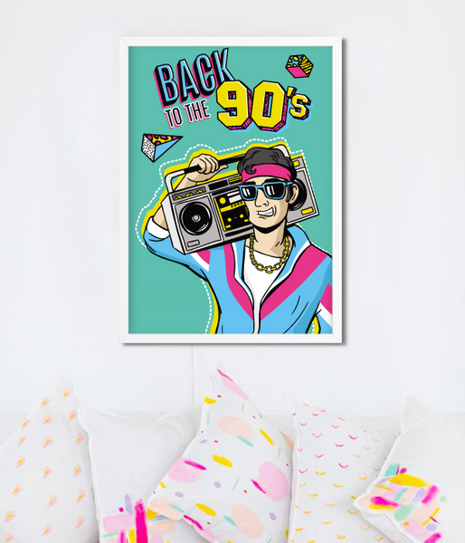Декор-постер для вечеринки в стиле 90-х "Back to the 90&#39;s" 2 размера без рамки (04204) A3_04204 фото