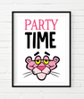 Постер для вечеринки в стиле розовая пантера "Party Time" (50-64)