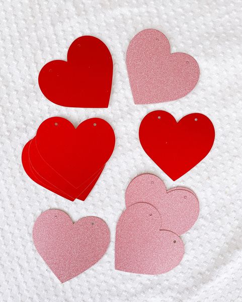 Гирлянда из сердечек с глиттером "Red and pink" 11 шт (2 метра) VD-351 фото