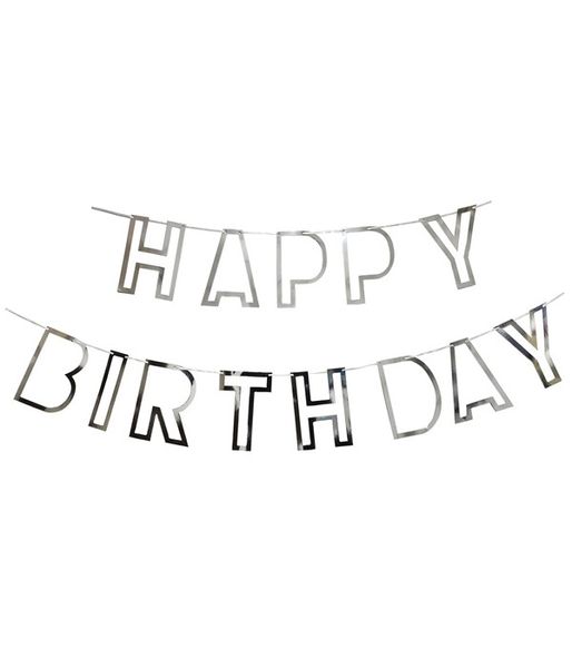 Бумажная гирлянда "Happy Birthday" серебряная (M40134) M40134 фото