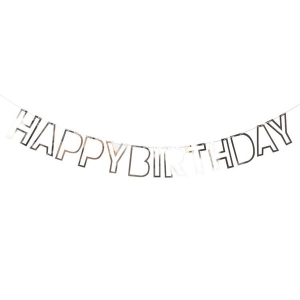 Паперова гірлянда "Happy Birthday" срібна (M40134) M40134 фото