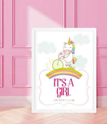 Декор-постер с единорогом для baby shower "Unicorn" 2 размера (02937) 02937 (А4) фото