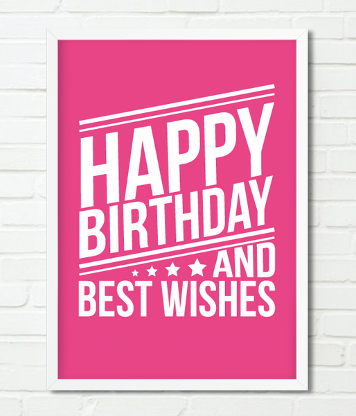 Декор-постер для украшения дня рождения "Happy Birthday and best wishes" (02344) 02344 фото