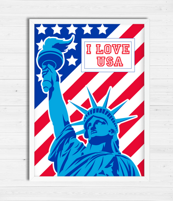 Постер для американской вечеринки "I LOVE USA" 2 размера (08211) 08211 фото