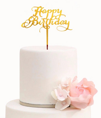 Топпер для торта "Happy birthday" золотой (WS073) WS073 фото