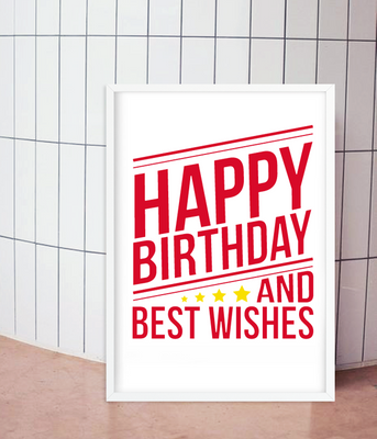 Декор-постер для прикраси дня народження "Happy Birthday and best wishes" 2 розміри (02659) 02659 фото