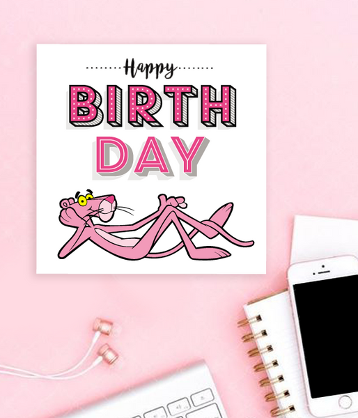 Открытка Happy Birthday с Розовой пантерой (080010) 080010 фото