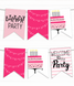 Бумажная гирлянда "Birthday mix pink" 12 флажков (B-70) B-70 фото 1