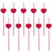 Бумажные трубочки розовые с красными сердечками (10 шт.) straws-61 фото 3