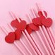 Бумажные трубочки розовые с красными сердечками (10 шт.) straws-61 фото 1