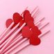 Бумажные трубочки розовые с красными сердечками (10 шт.) straws-61 фото 2