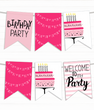 Паперова гірлянда "Birthday mix pink" 12 прапорців (B-70)
