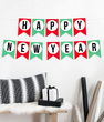 Новогодняя гирлянда из флажков "Happy New Year" красно-зеленая (02592)