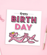 Открытка Happy Birthday с Розовой пантерой (080010)