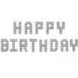Фольговані повітряні кулі-напис Happy Birthday срібні літери 40 см (B482023)