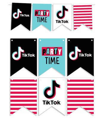 Бумажная гирлянда для ТИК ТОК вечеринки "Тik Tok Party" 12 флажков (T101) T101 фото