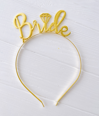 Золотий обруч для нареченої "Bride" з металу (B-21) B-21 фото