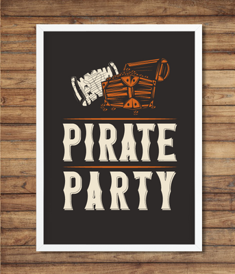 Постер для вечеринки в стиле Пираты "PIRATE PARTY" 2 размера (02375) 02375 фото