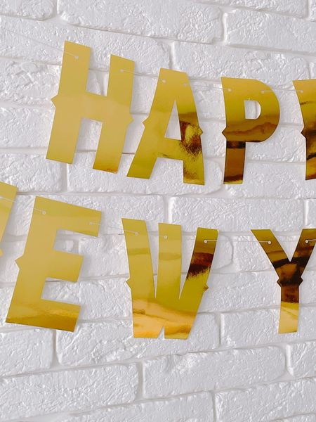 Новорічна фігурна золота гірлянда Happy New Year (H109) H109 фото