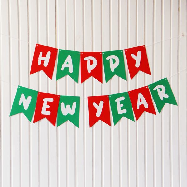 Новогодняя гирлянда из флажков "Happy New Year" красно-зеленая (N-200) N-200 фото