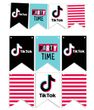 Паперова гірлянда для ТІК ТОК вечірки "Тik Tok Party" 12 прапорців (T101)
