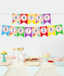Паперова гірлянда-прапорці райдужна "Happy Birthday!" (02503)