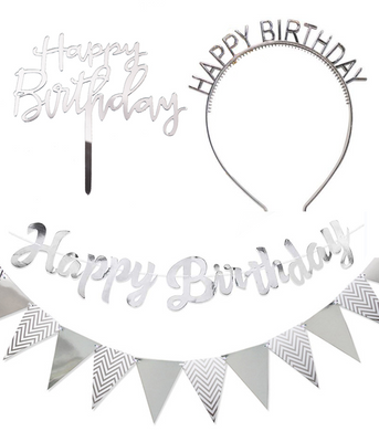 Набір для дня народження срібний Silver Mix 01296 фото