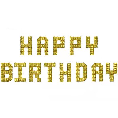 Фольгированные воздушные шары-надпись Happy Birthday золотые 40 см (B492023) B492023 фото