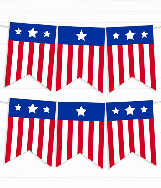 Гірлянда з прапорців для американської вечірки "Америка" 12 прапорців (05012) 05012 (1) фото