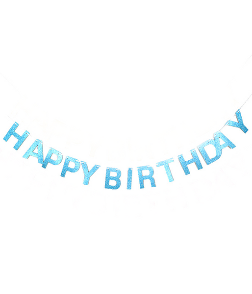 Бумажная гирлянда с глиттерными буквами "Happy Birthday" голубая (M40159) M40159 фото