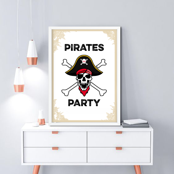 Постер для пиратской вечеринки "PIRATES PARTY" 2 размера (02830) 02830 (А4) фото