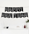 Новорічна гірлянда із прапорців "Happy New Year" чорно-біла (N-103)