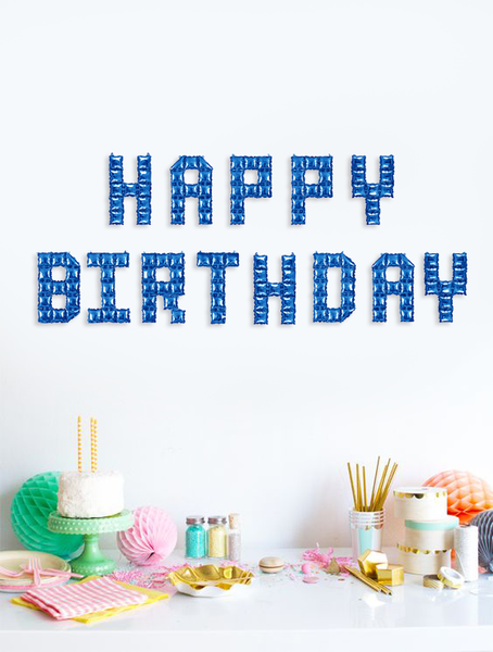 Фольговані повітряні кулі-напис Happy Birthday сині літери 40 см (B552023) B552023 фото