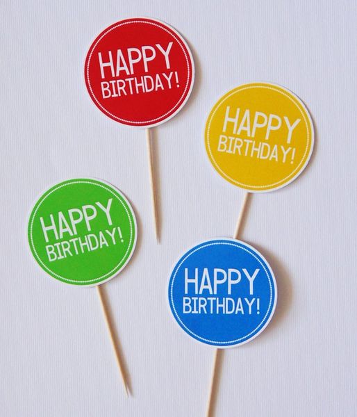 Топперы для капкейков "Happy Birthday" 10 шт (02330) 02330 фото