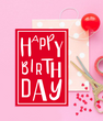Поздравительная открытка на день рождения с оригинальными буквами "Happy birthday" (02318)