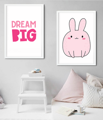 Набор из двух постеров для детской комнаты девочки "Dream BIG" 2 размера (01782) 01782 (А4) фото