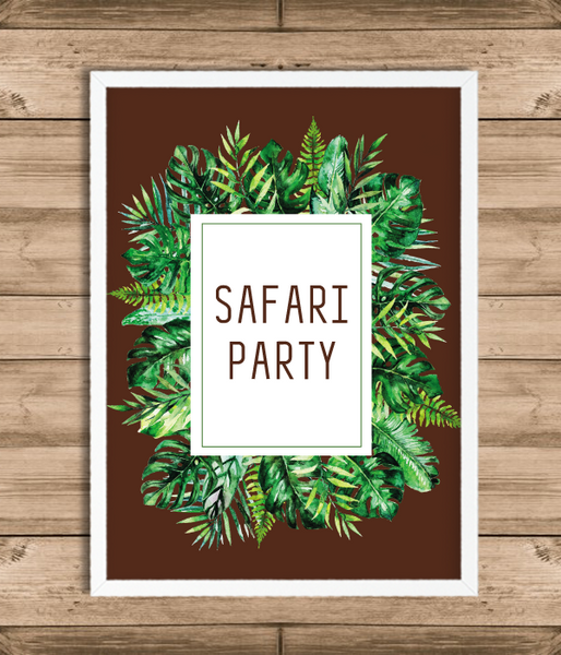Постер для вечеринки в стиле сафари "Safari Party" 2 размера (S501) S501 фото
