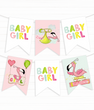 Гирлянда на Baby Shower c фламинго "Baby Girl" 8 флажков (05053)