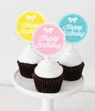 Топперы для капкейков "Happy Birthday" разноцветные 10 шт (02357) 02357 фото