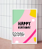 Разноцветный постер "Happy Birthday" 2 размера (02099) 02099 фото
