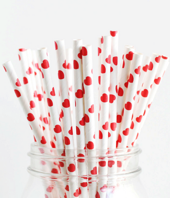 Бумажные трубочки для "White red hearts" (10 шт.) 02857 фото