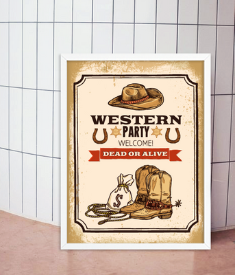 Постер для вечеринки вестерн "Western Party" 2 размера без рамки (W2094) W2094 фото
