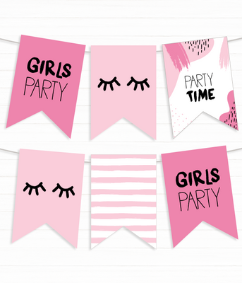 Бумажная гирлянда "Girls Party" 12 флажков (02312) 02312 фото