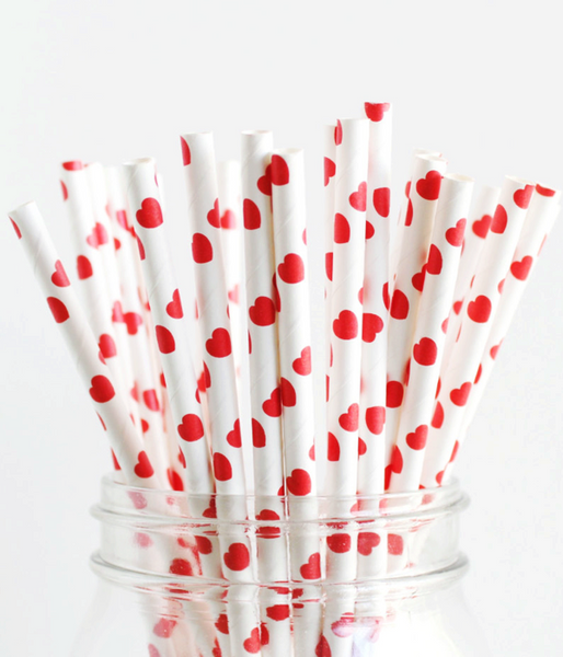 Бумажні трубочки для White red hearts (10 шт.) 02857 фото