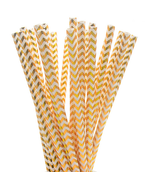 Паперові трубочки "Gold Chevron" (10 шт.) straws-36 фото