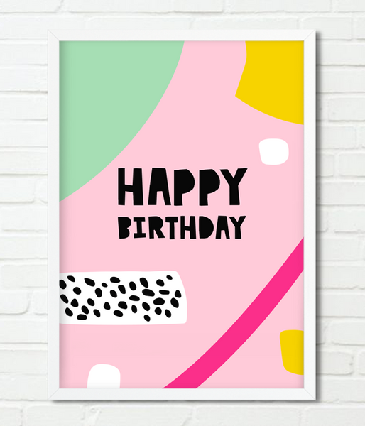 Різнокольоровий постер "Happy Birthday" 2 розміри (02099) 02099 фото