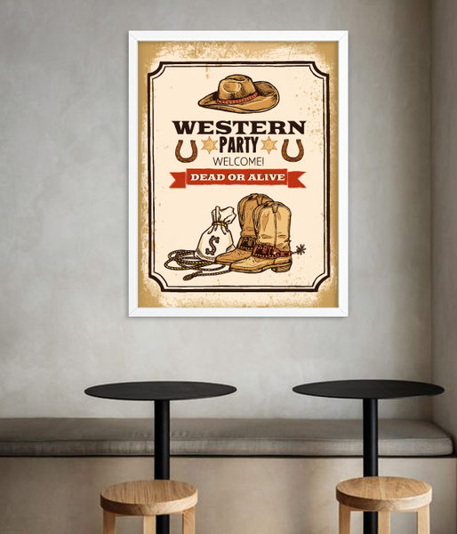 Постер для вечірки вестерн "Western Party" 2 розміри без рамки (W2094) W2094 фото