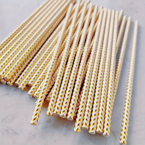 Паперові трубочки "Gold Chevron" (10 шт.) straws-36 фото