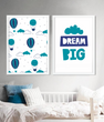 Набор из двух постеров для детской комнаты мальчика "DREAM BIG" 2 размера (01792)