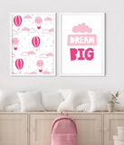 Набір із двох постерів для дитячої кімнати дівчинки "DREAM BIG" 2 розміри (01798) 01798 фото